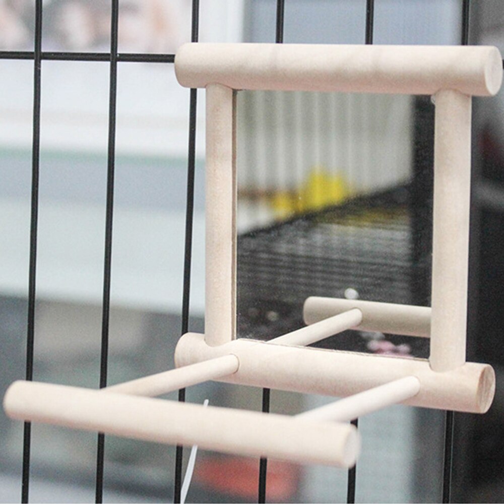 De Madera del espejo de juguete divertido Brid juguete para Cockatiel loros juguetes pequeños de pájaros y loros loro mascota accesorios para escalar