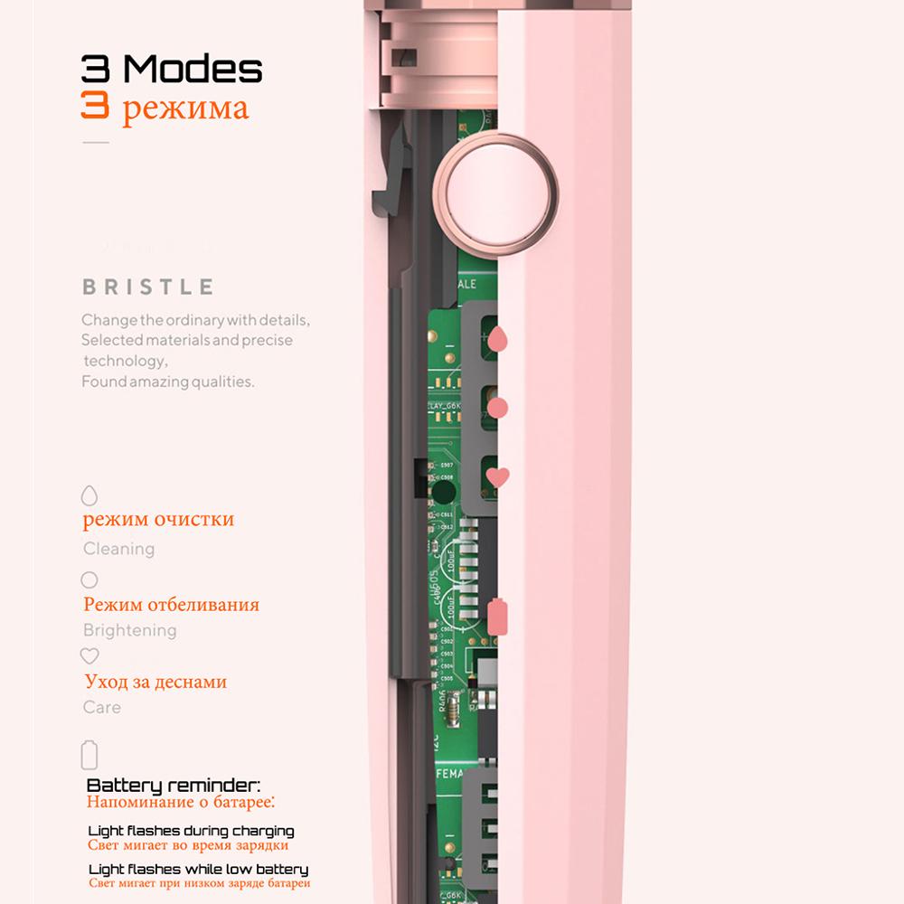 Cepillo de dientes eléctrico para mujeres, MUTTUS GOLLO, cepillo de dientes sónico recargable, 30 días por carga, Flexible y portátil