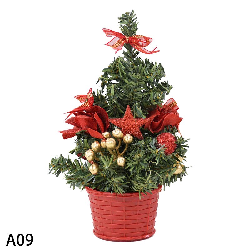 1 pièces Mini arbres de noël artificiels ornements petit pin placé dans la décoration de bureau décoration de noël décor à la maison: A09