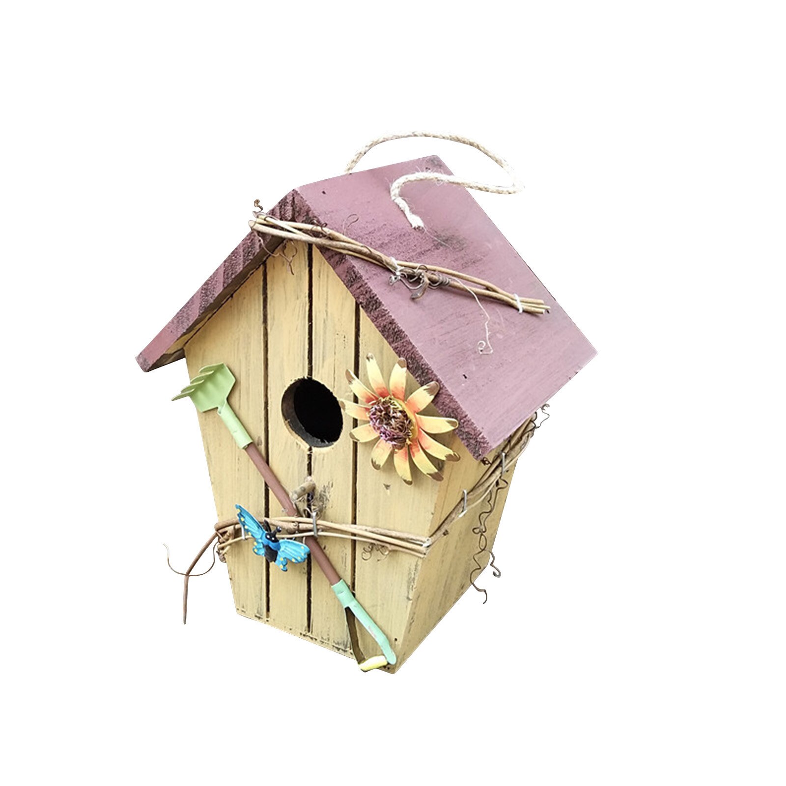 F# Wooden Bird House Nesting Box Hanging Bird Nests Home Garden Decoration Outdoor Nest Bird House Garden Decoration Pet House: F