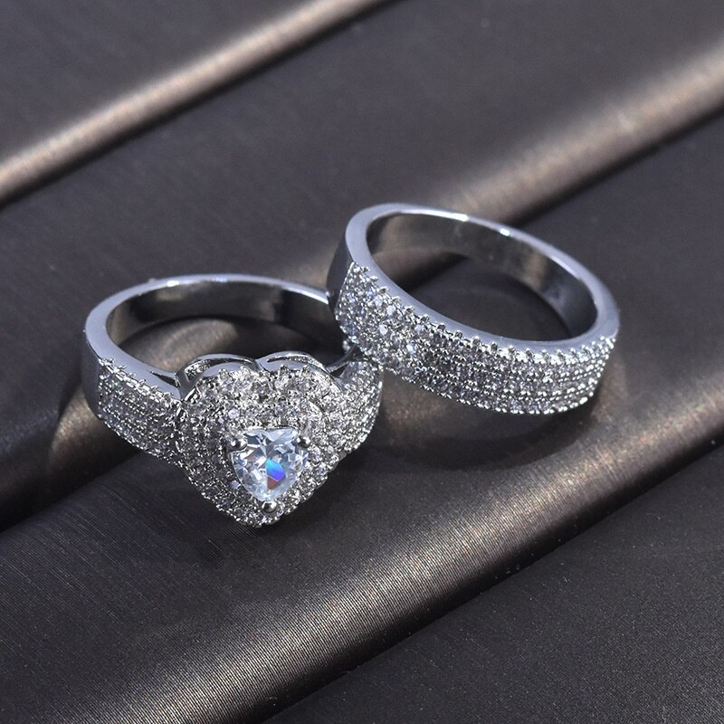 Mode-sieraden Engagement Ringen Voor Vrouwen Sieraden Voor Vrouwen Hartvormige Sieraden Paar Engagement Wedding