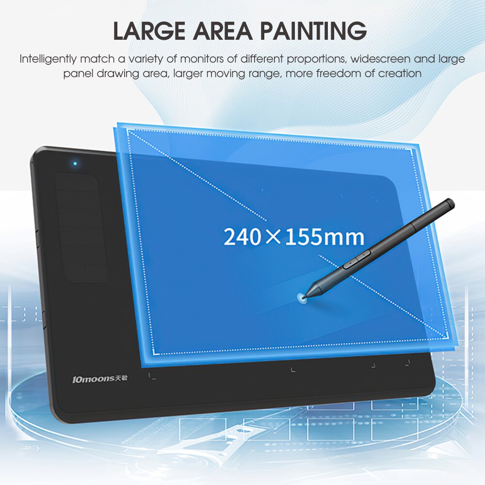 Graphics Tablet Digital Drawing Tablet for OSU &amp; Animation 8192 Levels Pressure Battery-Free Pen for Art Education Online Class