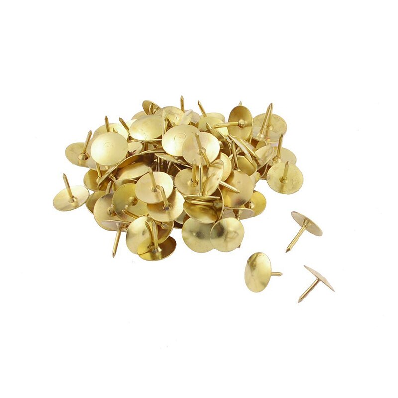 100 Pcs Pack Office Gold Tone Thumbtacks