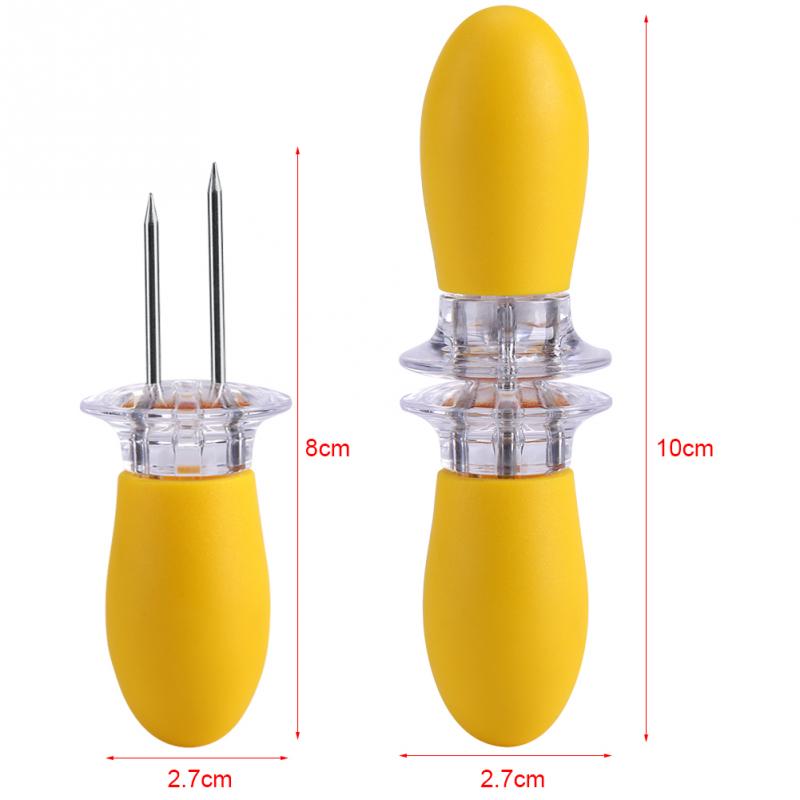 8 Uds de acero inoxidable maíz pinchos para comida en casa de carne amarillo horquillas accesorios para barbacoa parrilla herramienta de cocina tenedores para barbacoa de: Default Title