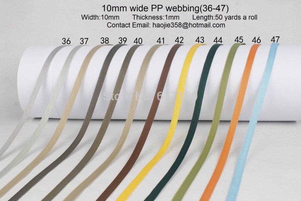 3/8 ''inch (10mm) breed 50 meter lang een rol Polypropyleen singels (36-47)