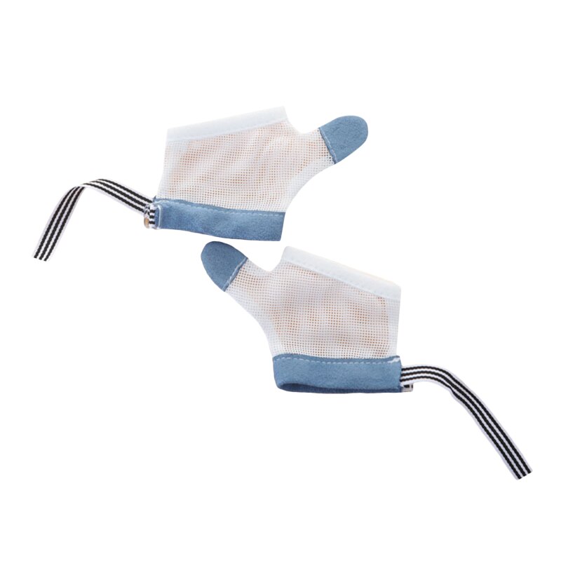 1 paar freundlicher Kleinkind Anti Beißen essen Hand Schutz Handschuhe Baby Verhindern Biss Finger NäGel Handschuh Für tapsen freundlicher Harmlos einstellen: Blau Pro Daumen L