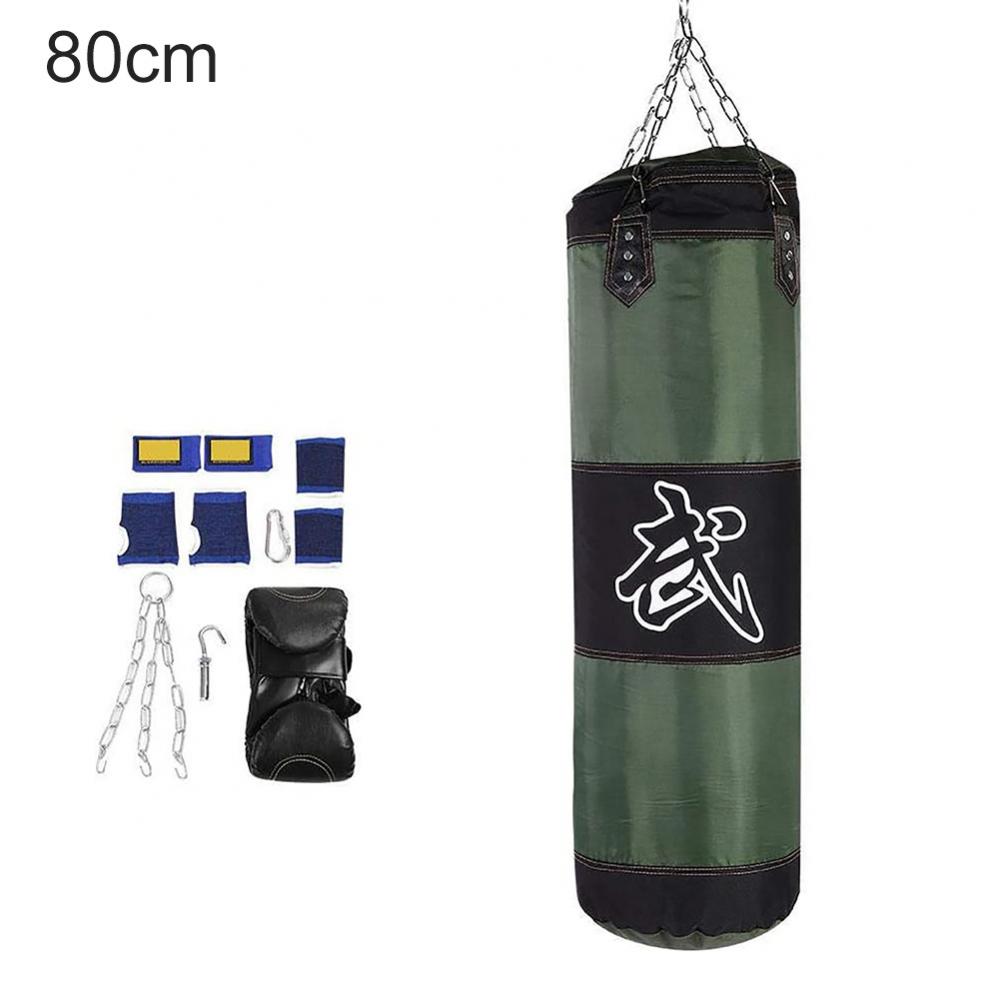 Fitness Training MMA Boxing Kick Hanging Sandbag Punching Bag Gloves Guard Kit: 80cm
