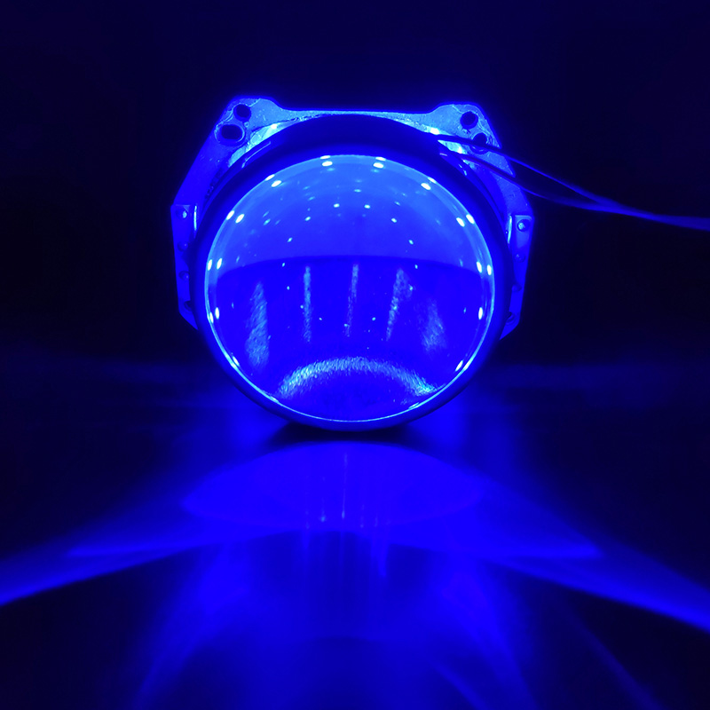 Ojo de demonio luz Led ojos de Diablo 3 2,5 pulgadas luz delantera de coche lente del proyector de la motocicleta HID de xenón de Hella Q5 WST 360 grado SMD: Azul