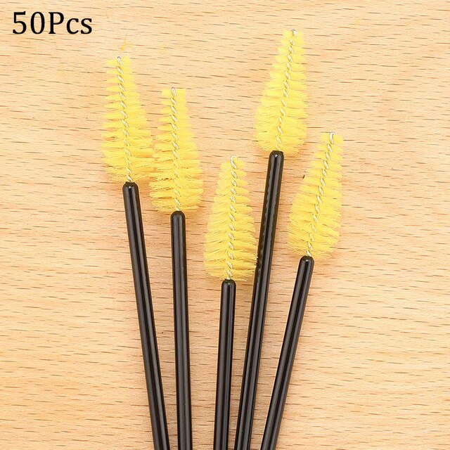 Brosse à sourcils en forme de goutte d&#39;eau, matériel en Nylon, pinceaux de maquillage, Extension de cils, outils de beauté, baguette à Mascara, 25/: 50pcs yellow