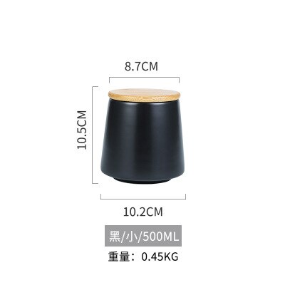 Tarro sellado de cerámica nórdico con tapa, recipientes de almacenamiento de granos variados de cocina, frasco de almacenamiento de alimentos, organizador de café y té: black-s
