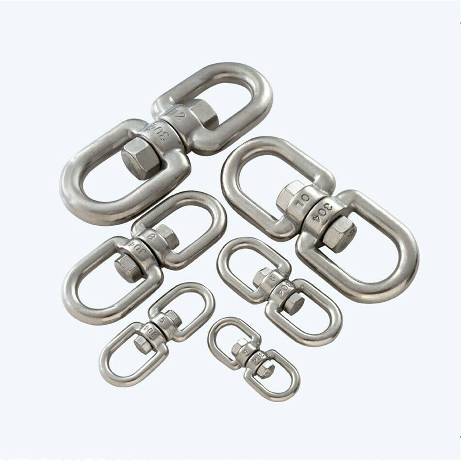 1Pcs Eye to Eye Swivel Ring 304 Stainless Steel Double Ended Swivel Eye Snap Chain Hook Connector Heavy Duty M4-M20