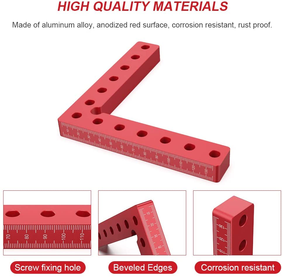 Woodworking Adjustable Corner Clamping Ruler Aluminium Alloy Right Angle Clamps L-Shaped Auxiliary Fixture Positioner Clips