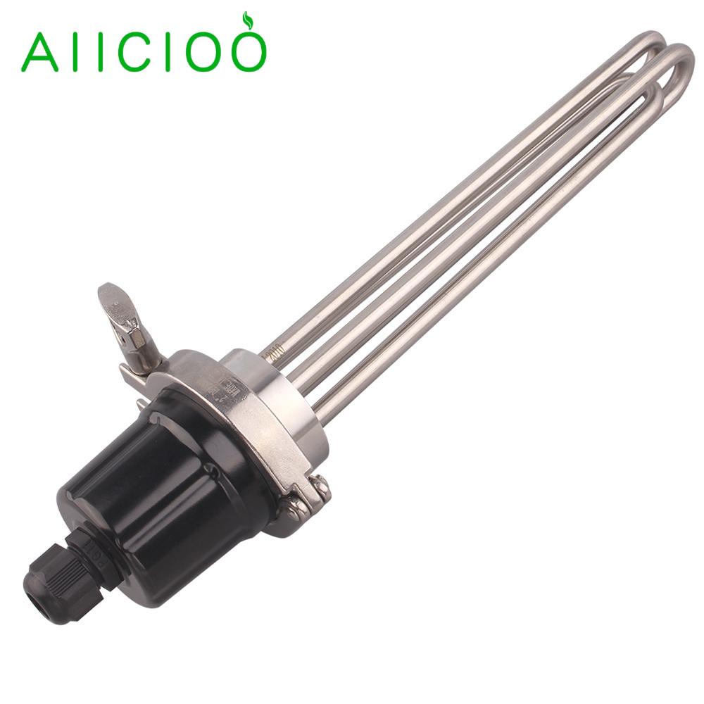 AIICIOO 2&quot;Tri Clamp Heating Element 220v for Liquid Brewing SUS304 64mm Flange Power 3KW/4.5KW/6KW/9KW/380V 12KW