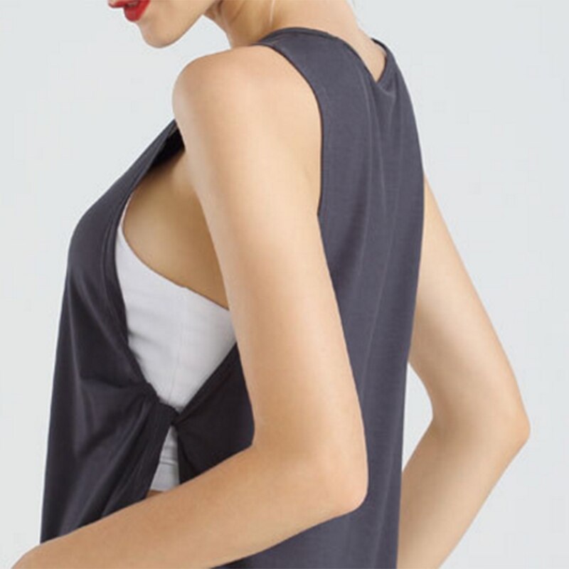 Women Cute Workout Clothes Mesh Yoga Tops Exercise Gym Shirts Running Tank Tops