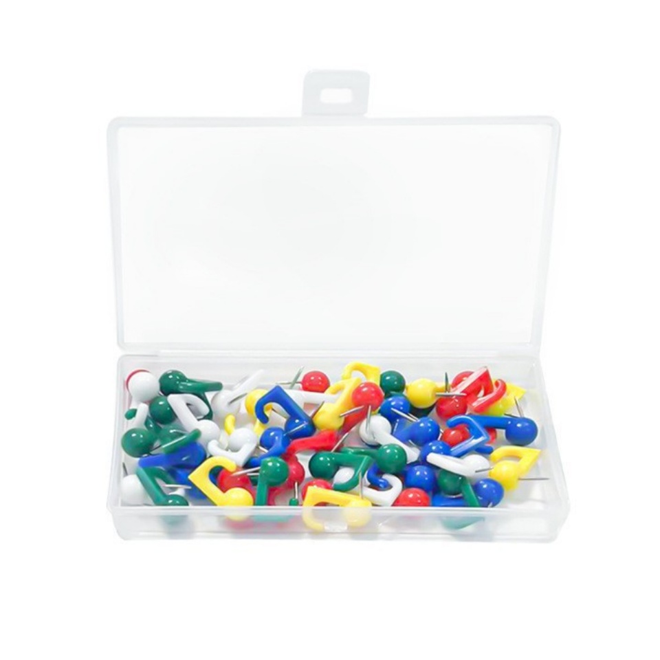 50PCS Push Pin Hooks Plastic Cork Board Wall Decorative Markers Drawing Pins Map Photo Wall Fixed Thumbtack Hooks Office Gadgets: Red