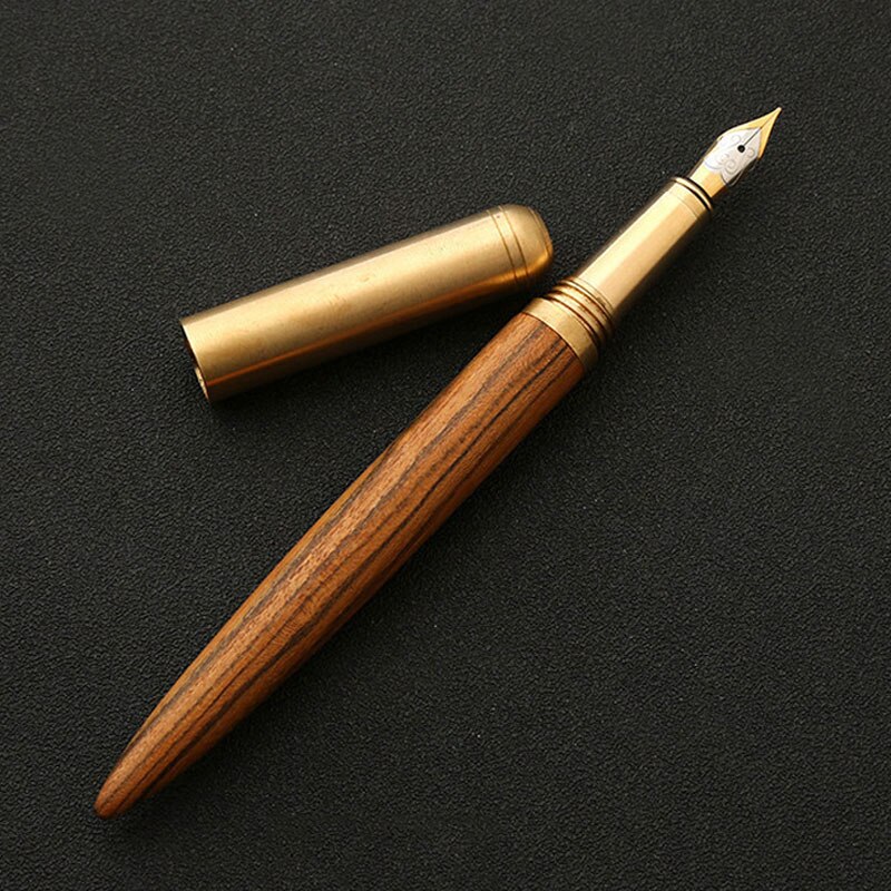 Pluma estilográfica de madera de de lujo, plumas de caligrafía de punta fina de 0,7mm, escritura de Metal, de madera, papelería, suministros escolares de oficina: Tiger Wood