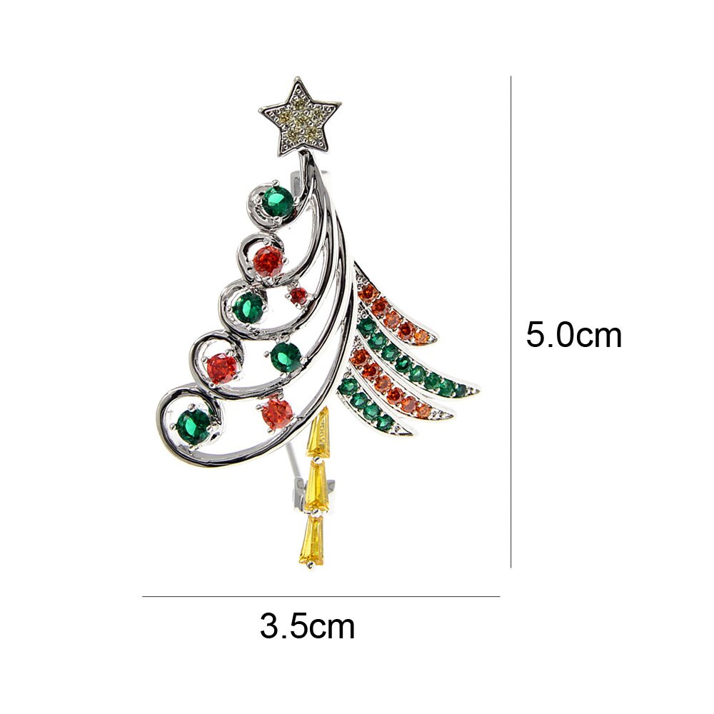 CINDY XIANG Red And Green Color Cubic Zirconia Christmas Tree Brooch Copper Jewelry