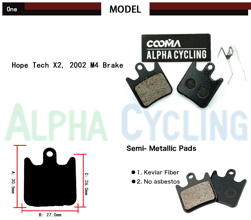 Fiets Schijfremblokken voor HOOP X2 V2 Schijfrem, 4 Pairs, Hars Zwart