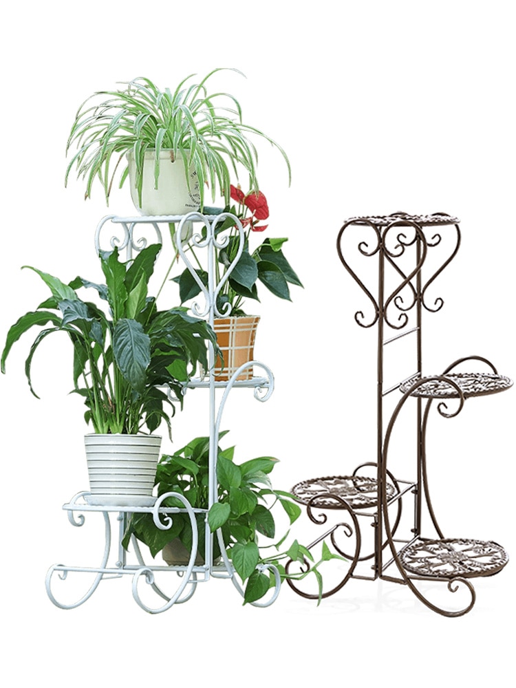 Ground Flower Shelf, Wrought Iron Multilayer Sitting Room Balcony Flowerpot Frame Hanging More Than Other Meat Cosmetic