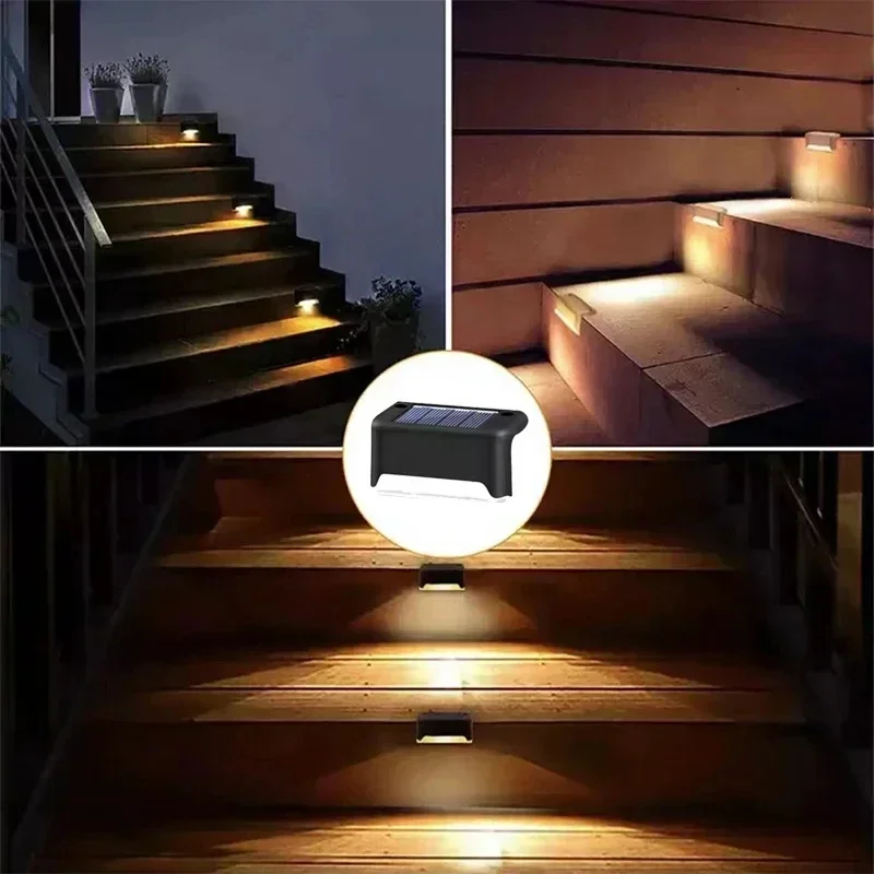 Warmweiße LED-Solar-Stufenlampe, Weg, Treppe, Gartenleuchten im Freien, wasserdichte Balkonleuchte, Dekoration für Terrasse, Treppen, Zaunleuchte: orange / 0-5W