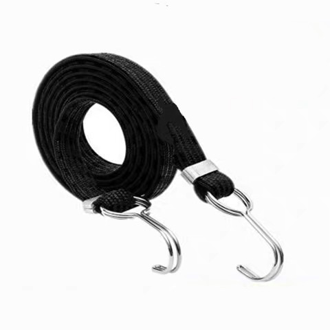 0.5/1/1.5/2/3/4m elastiske rebstrop tilbagetrækkelig hjelm bagagerem med 2 kroge til motorcykel cykel bagagerem sort