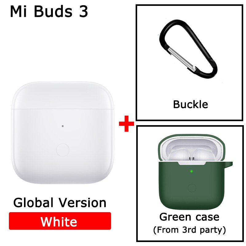 Xiaomi Redmi Buds 3 TWS bezprzewodowe słuchawki Bluetooth podwójny mikrofon QCC 3040 Chip IP54 wodoodporne słuchawki redukcja szumów słuchawki douszne: white GL green case