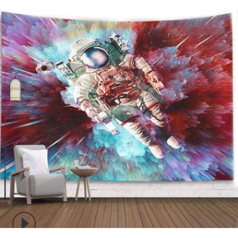 Planet astronaut væg klæde gobeliner galakse psykedelisk rum nasas gobelin vævetæppe trykt bohemeindretning: Sort