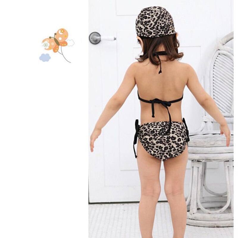 Conjunto de bikini de 3 piezas con estampado de leopardo 0-6 años para niños
