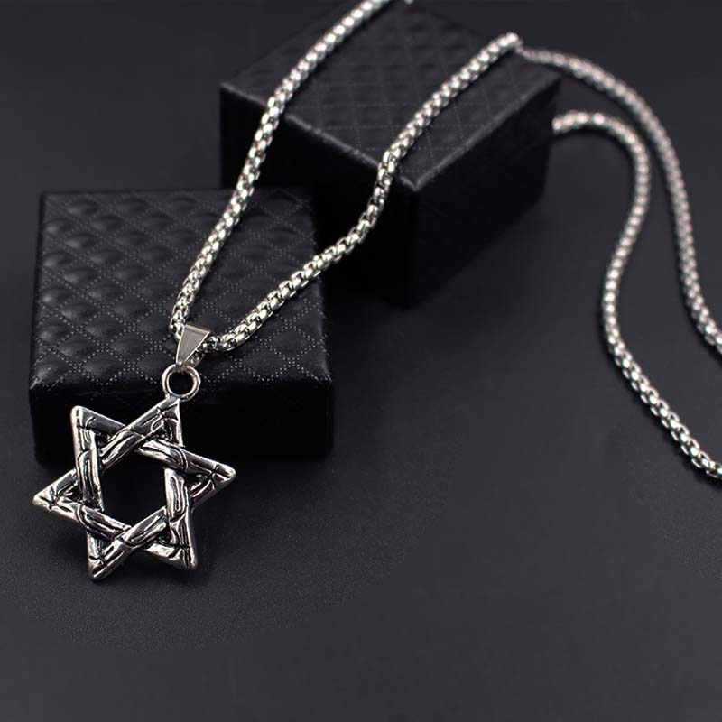 Stjerne vedhæng israel kæde halskæder mænd kvinder rustfrit stål judaica sølv farve jødiske smykker xlct 027