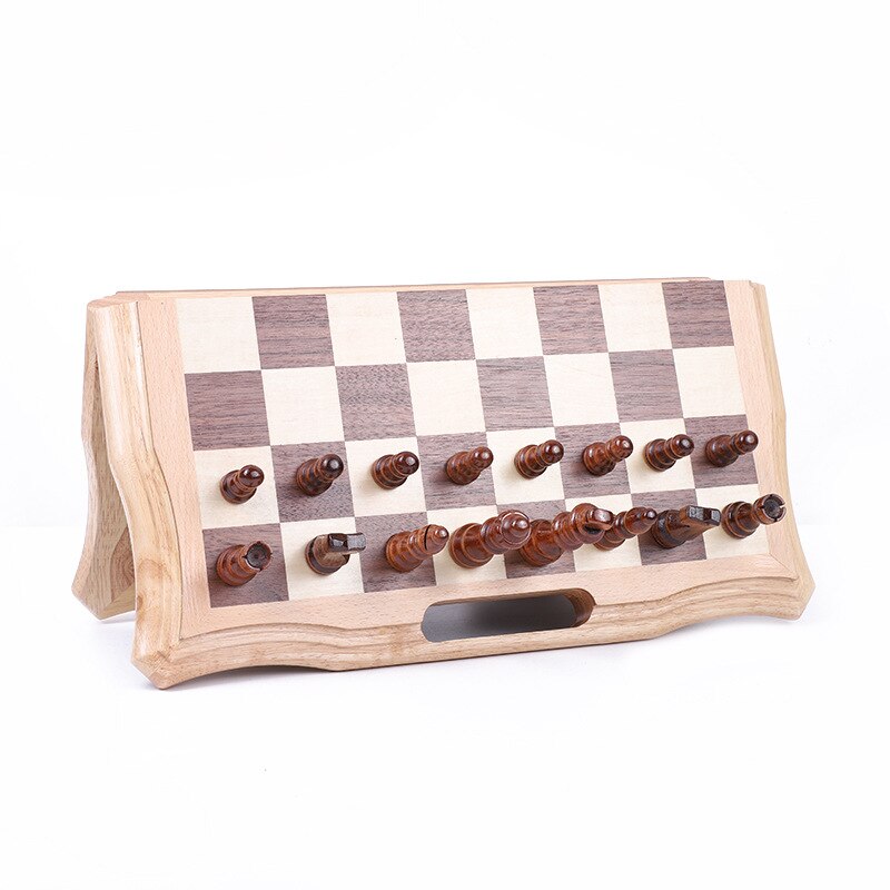 International Wooden Chess Board Game Checkers Modern Hand Carved Table Games Szachy Portable Folding Checker Accessories
