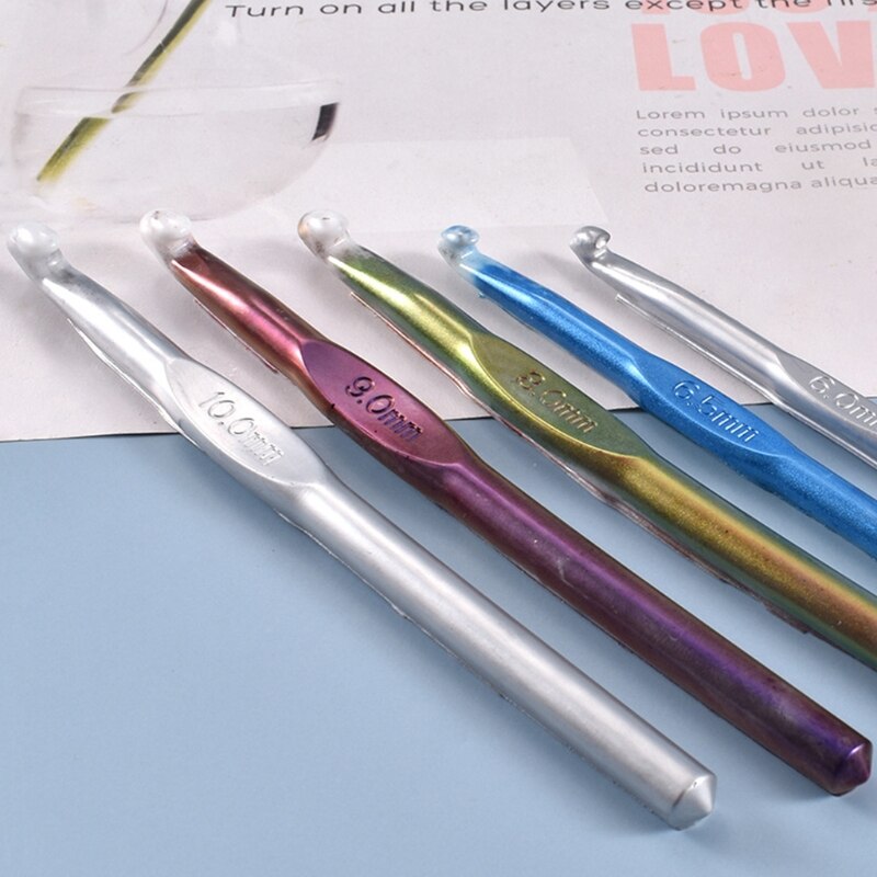 Crochet Hook Crystal Epoxy Resin Mold DIY Knitting Sweaters Tool Silicone Mould 1XCA