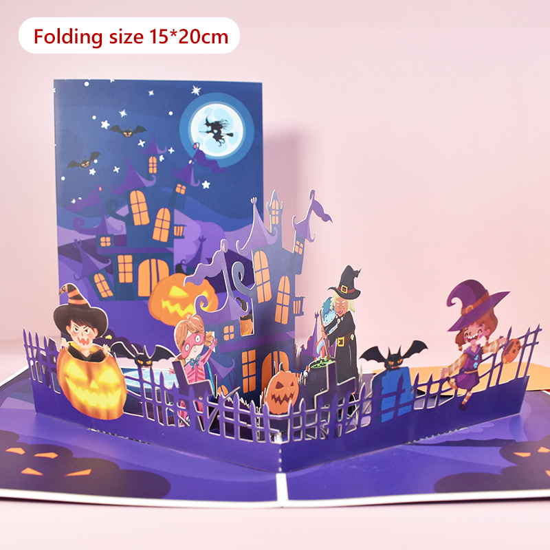 Cartoline di Halloween pop-su 3D per regalo per bambini biglietti d'auguri di zucca di giorno di doni divertenti cartolina di Halloween: WSJKP02
