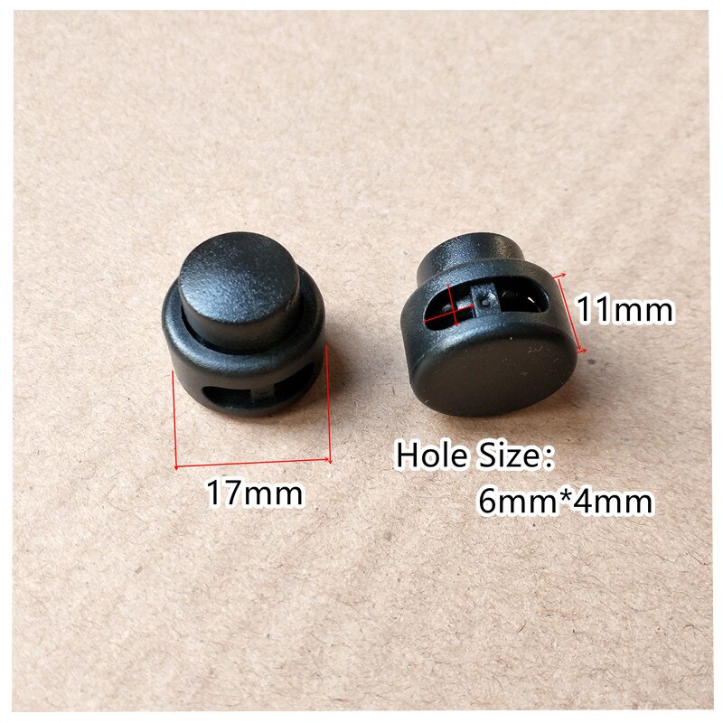 10pcs Pack Black Cord Lock Clamp 2 Hole Toggle Clip Stopper Paracord Shoelace Backpack Bag Parts Accessories 11x17mm