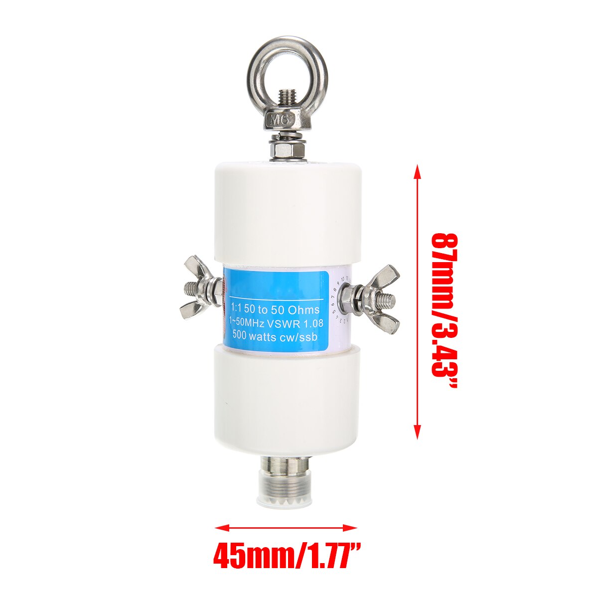 Balun universel, tension 1:1 HF étanche, bandes 160m-6m 1.8-50MHz 500W, pour antenne à ondes courtes, 87x45mm