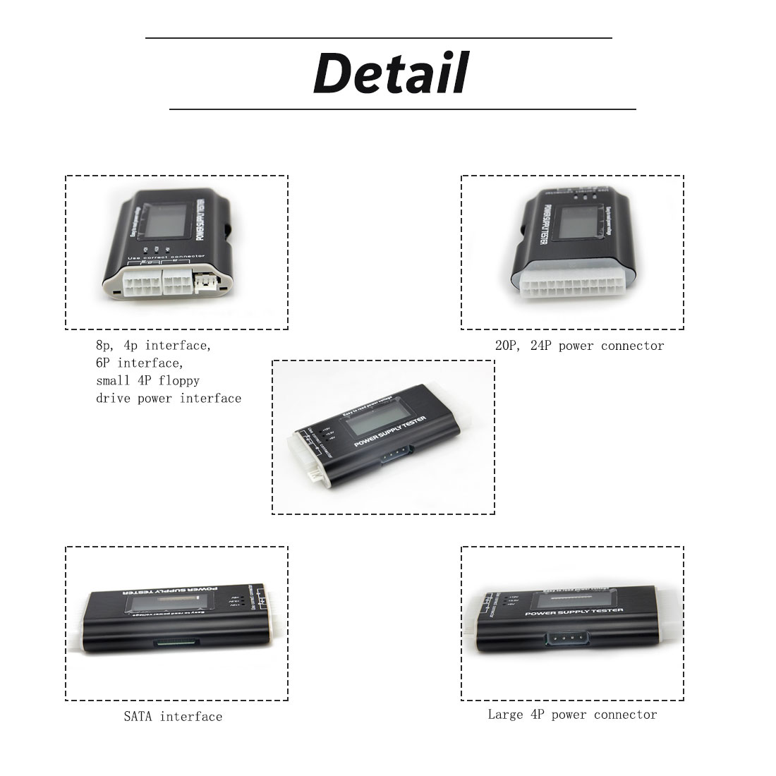 1PCS Digital LCD Power Supply Tester Multifunction Computer 20 24 Pin LCD HD ATX BTX Voltage Test Source