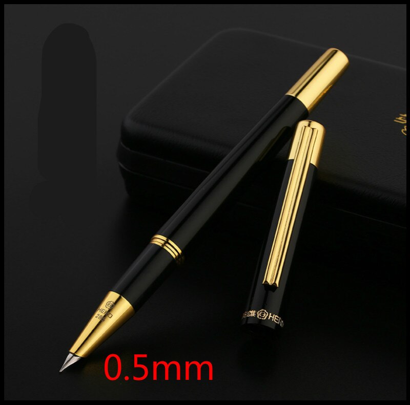 Authentic Hero 285 metal calligraphy pen art fountain pen iraurita ink pen 0.5mm /0.8mm business office fountain pen box: 05