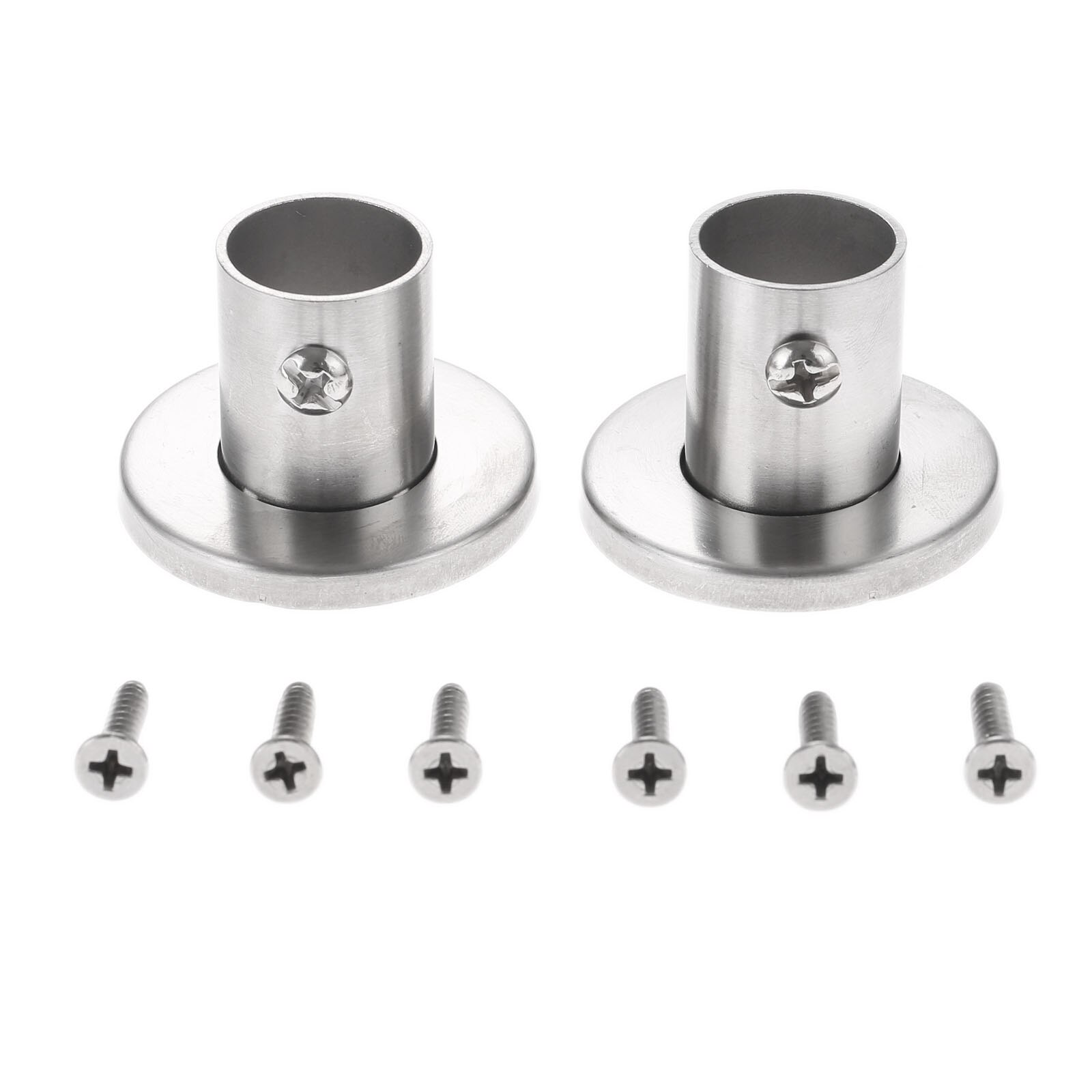 DRELD 2pcs Stainless Steel Wardrobe Closet Rod Flange Bracket Hanger Clothes Rod Seat Hanger Pipe Tube Holder 19/22/25/32mm