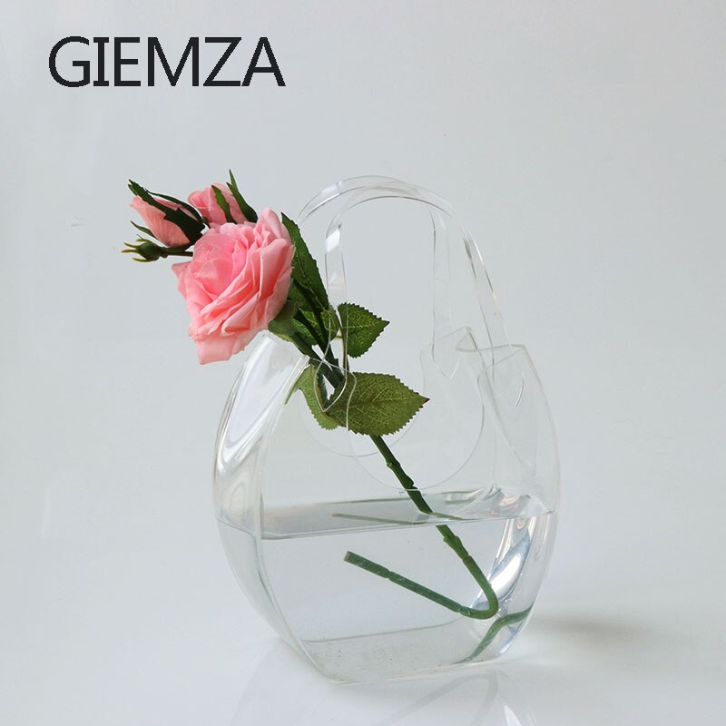 GIEMZA Acryl Tasche Vase Transparente Beutel Warenkorb Schreibtisch Kleine Fische Panzer Blume Töpfe Straße Erschossen Requisiten