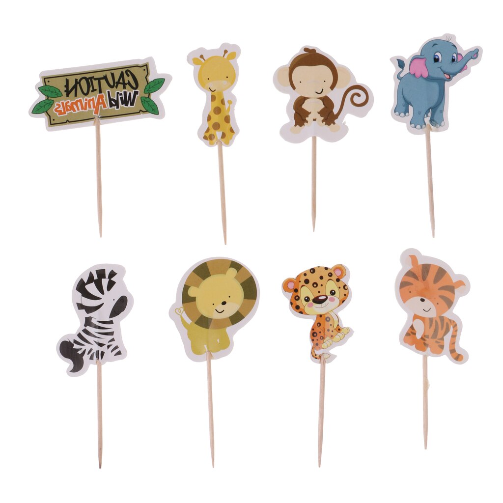 24pcs/Set Cartoon Animal Cupcake Picks Cake Topper Baby Shower Party Decoration
