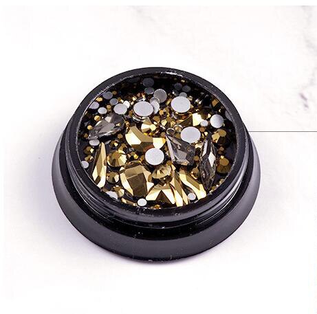 Piedra para Nail art y cuentas de vidrio brillante cuadrado AB diamantes de imitación de cristal claro decoración mixta en tarro piedras brillantes ZR01-10 de dijes: ZR09
