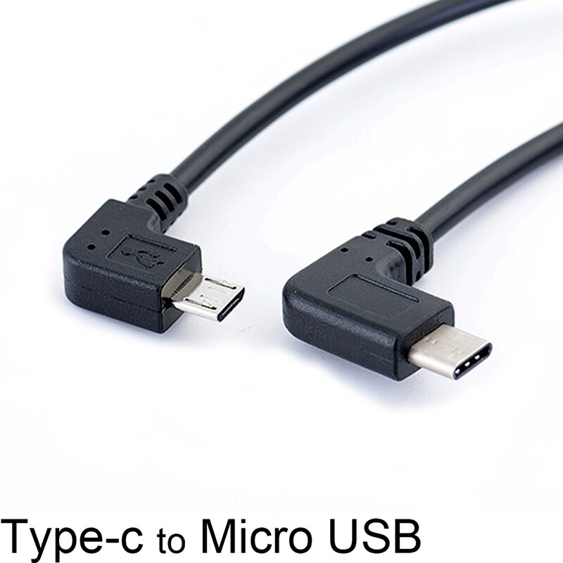 Venstre vinkel 90 grader mikro usb 5 ben han til type c han kabel konverter otg adapter dataledning kabel 25cm
