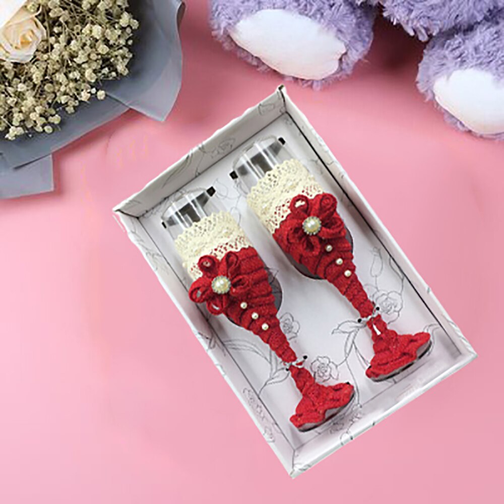 2Pcs Set Wedding Glass Toasting Wedding Glasses Crystal Champagne Flutes For Bride And Groom Drinking Wine Glass