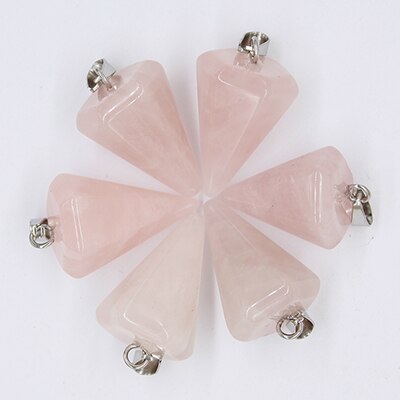 natural stone pendant hexagonal cone shape charm jewelry line hammer DZ137 let 10 PCS: Champagne Gold