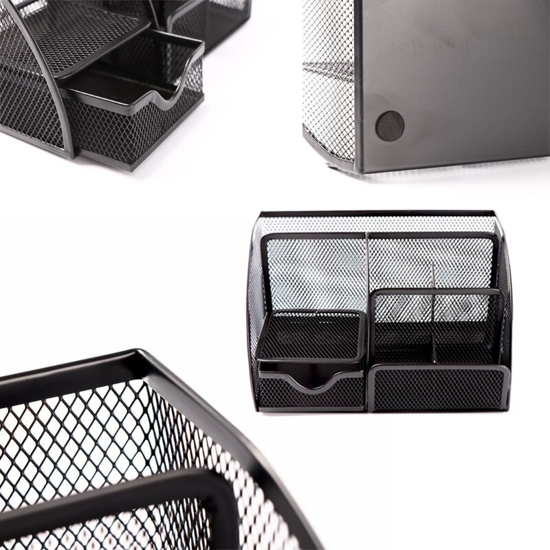 Durable Stationeries Holder Metal Mesh Basket Desk Commodity Organizer With Drawer Colorful Metallic Lacquer