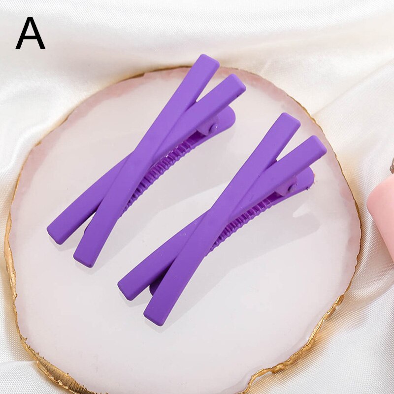 Épingles à cheveux de Style coréen, pinces à cheveux Macaron croisées, couleur bonbon, mates, frange mignonne, accessoires de coiffure,