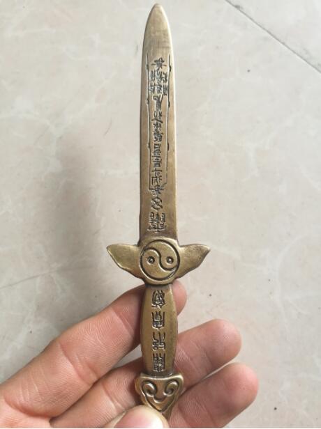 Statue en cuivre 16cm/épée en bronze ancien | Amulette, maison de ville Exorcise les esprits malins