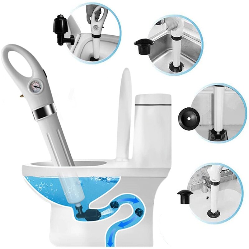 Pipe Unblocker High Pressure Drain Plunger Dredge Clog Remover Air Drain Blaster for Bath Toilets Bathroom Shower Sink Bathtub