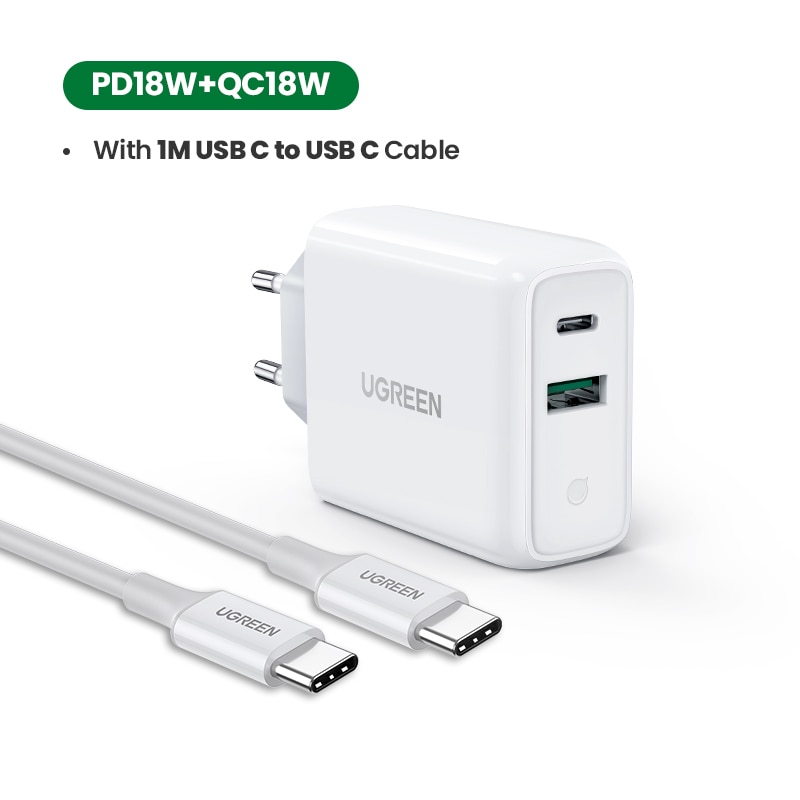 Ugreen 36W caricabatterie rapido USB carica rapida 4.0 3.0 tipo C PD ricarica rapida per iPhone 13 caricatore USB con caricatore per telefono QC 4.0 3.0: Add 1M C-C cavo