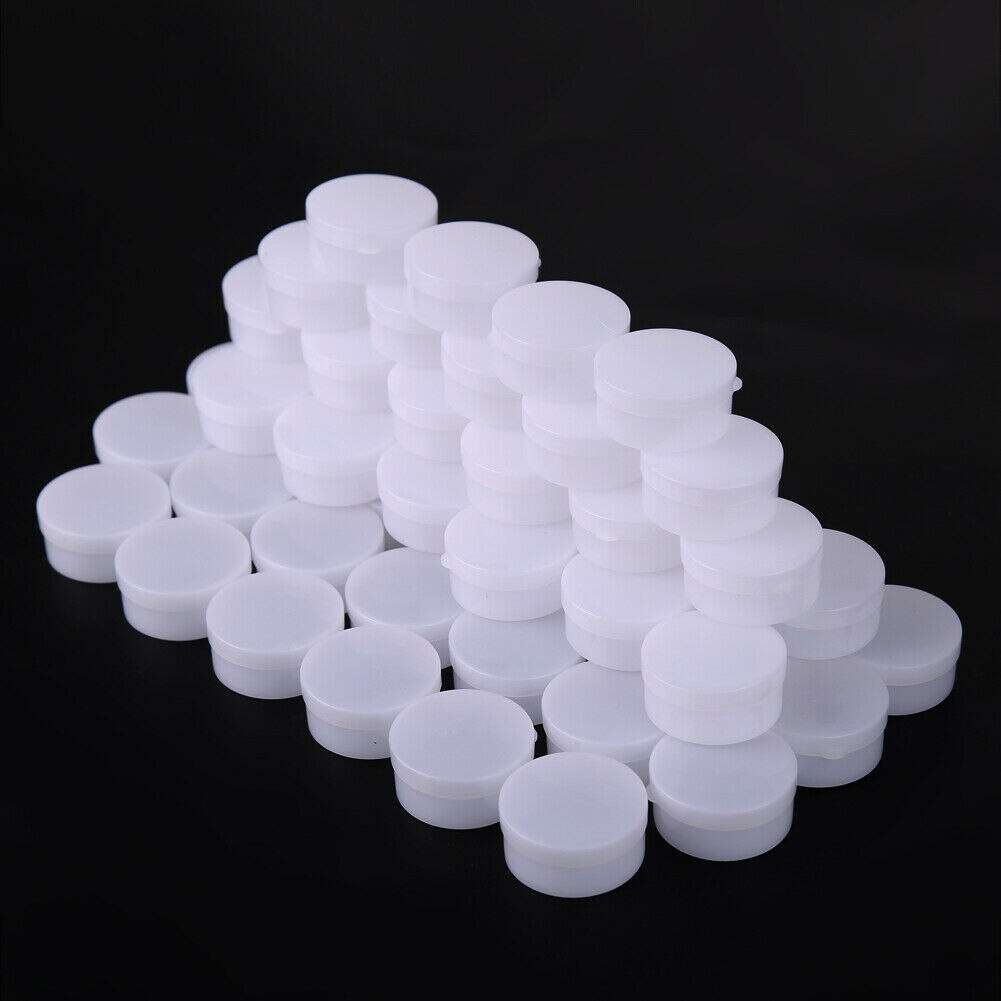 50Pcs 5g/10g/20g/30g/50g/100g White Plastic Cosmetic Sample Jars Pot Empty Face Cream Bottle Lip balm Container Refillable Box
