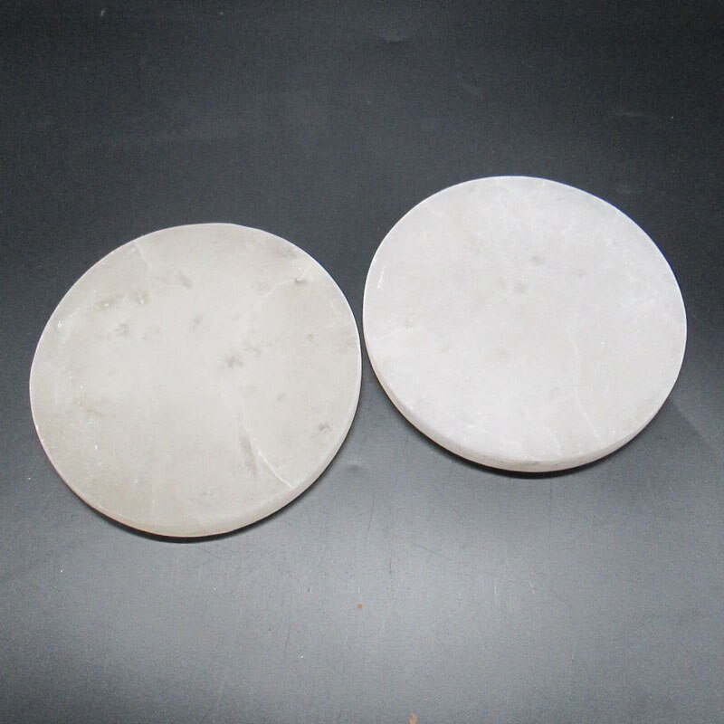 10*10cm naturlige selenit helbredende krystal opladning rund plade udskæring